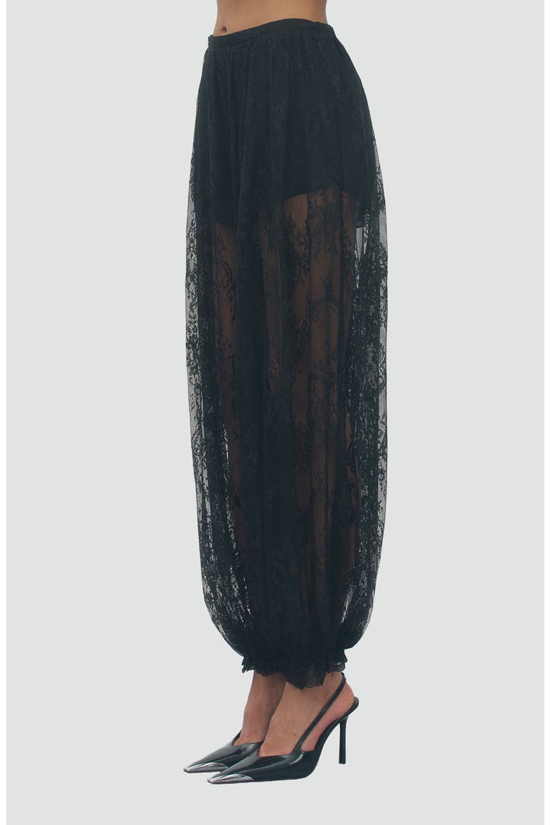 Bijou Lace Jogger Pants, Alternate, color, BLACK
