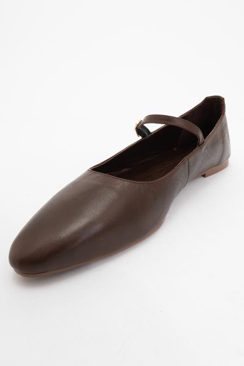 Forever & Always Shoes Lara Leather Mary Jane Flats In Brown Leather