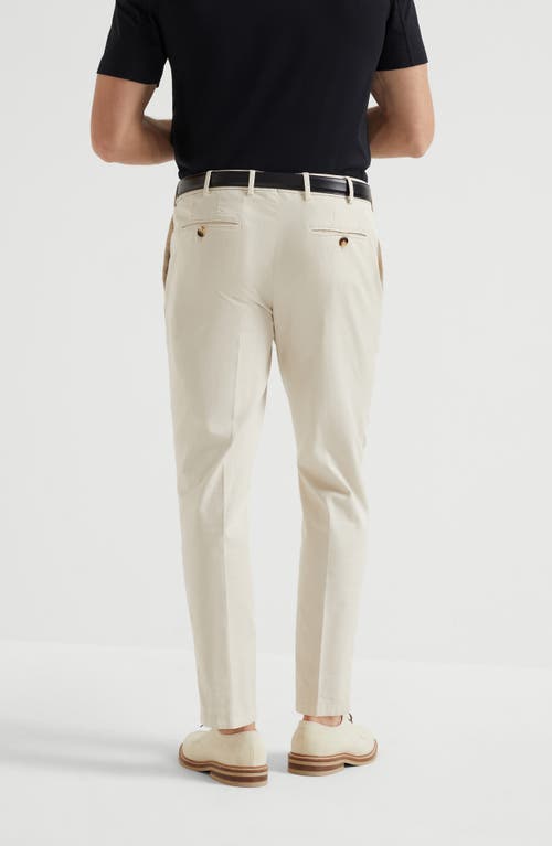 Brunello Cucinelli Gabardine Garment Dyed Trousers In Light Brown