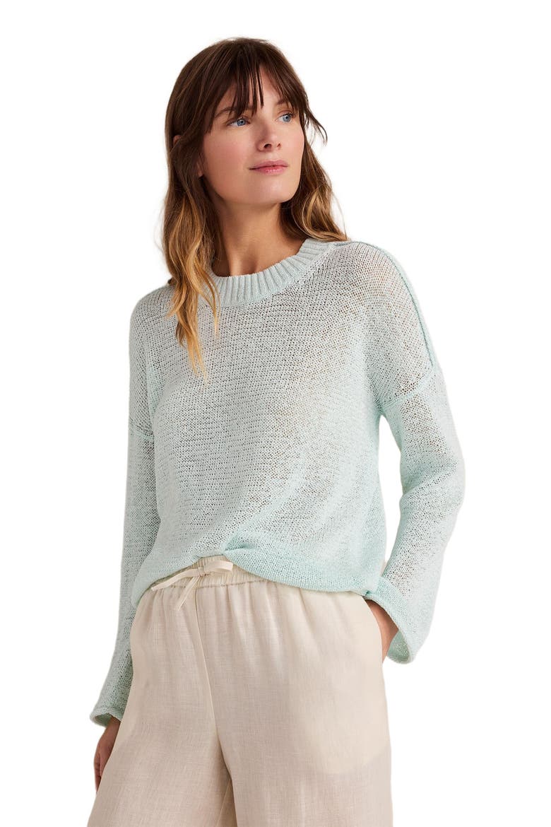 Linen Tape Yarn Crewneck, Main, color, Sea Glass