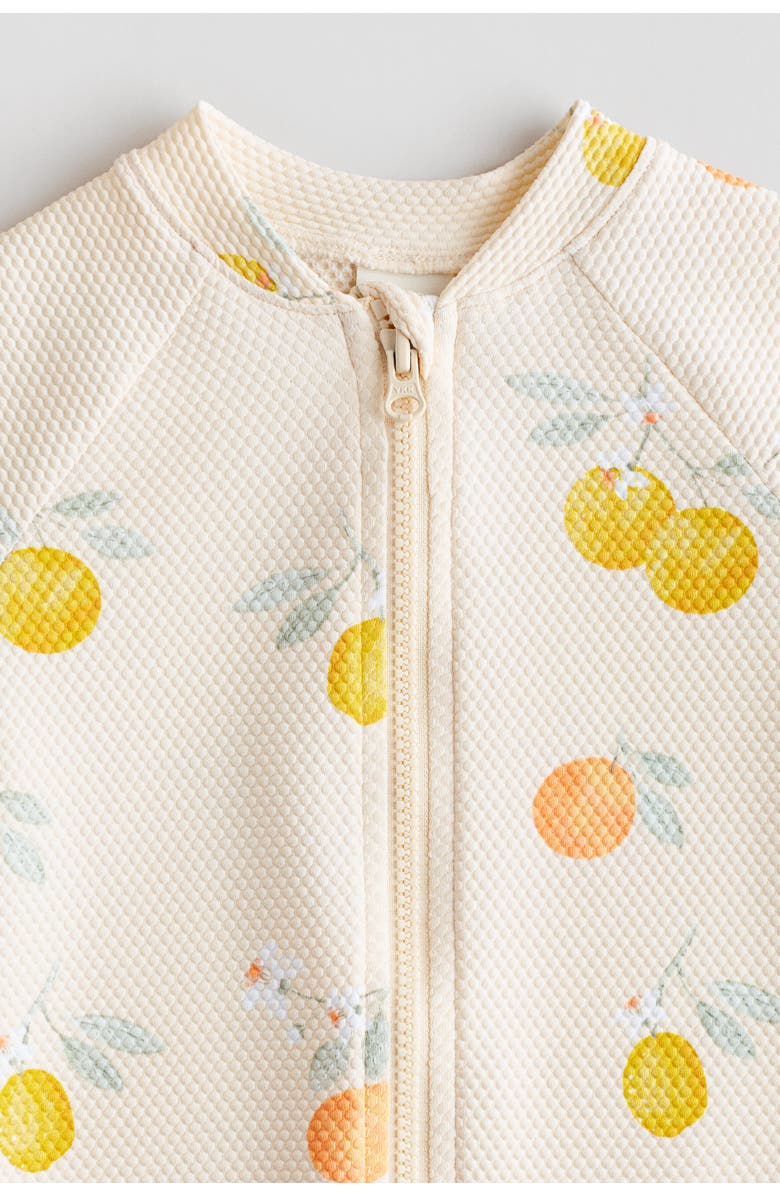 H&M Upf 50 Swimsuit, Alternate, color, Light Beige/Lemons