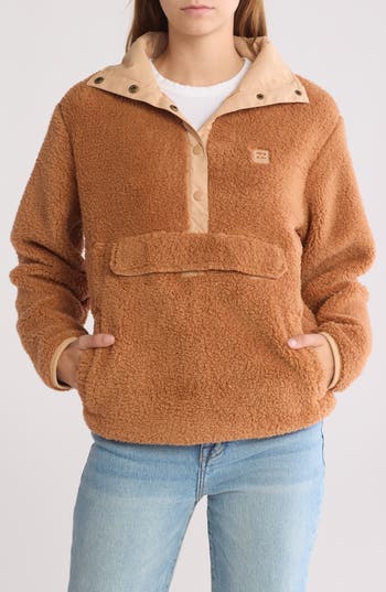 Billabong Switchback Textured Fleece Pullover In Sandalwood