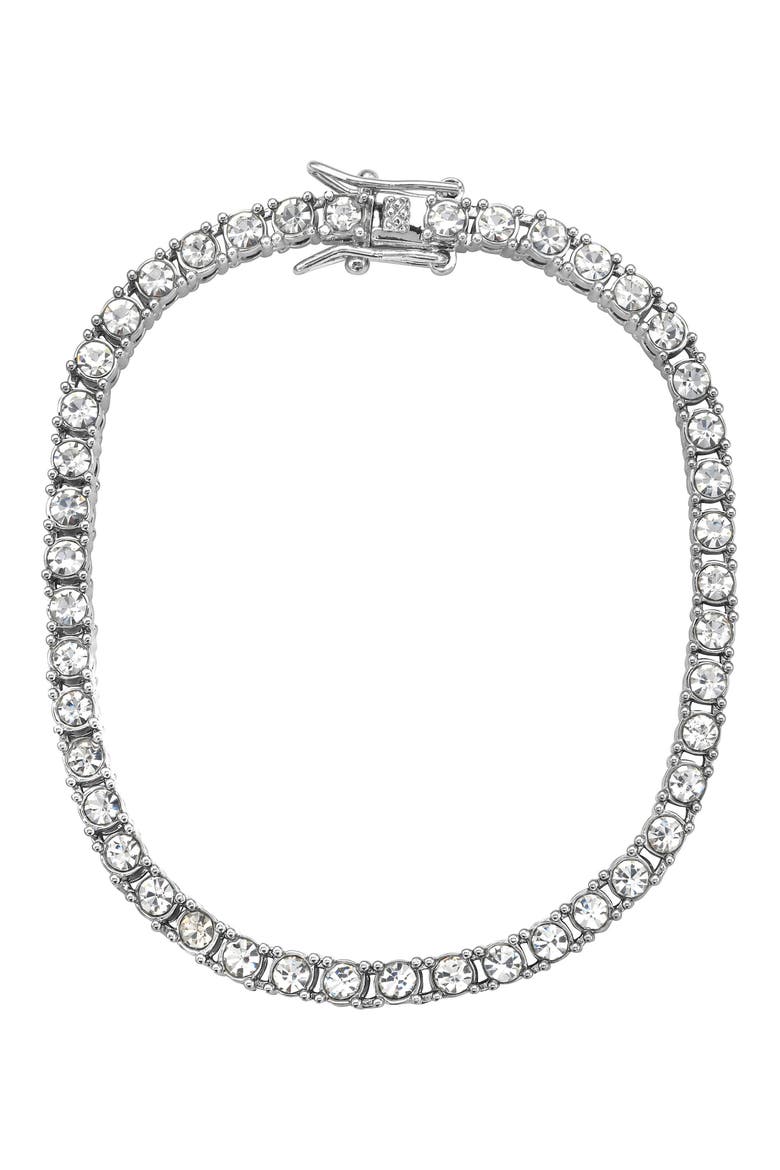 Men's Tennis Bracelet, Main, color, SILVER