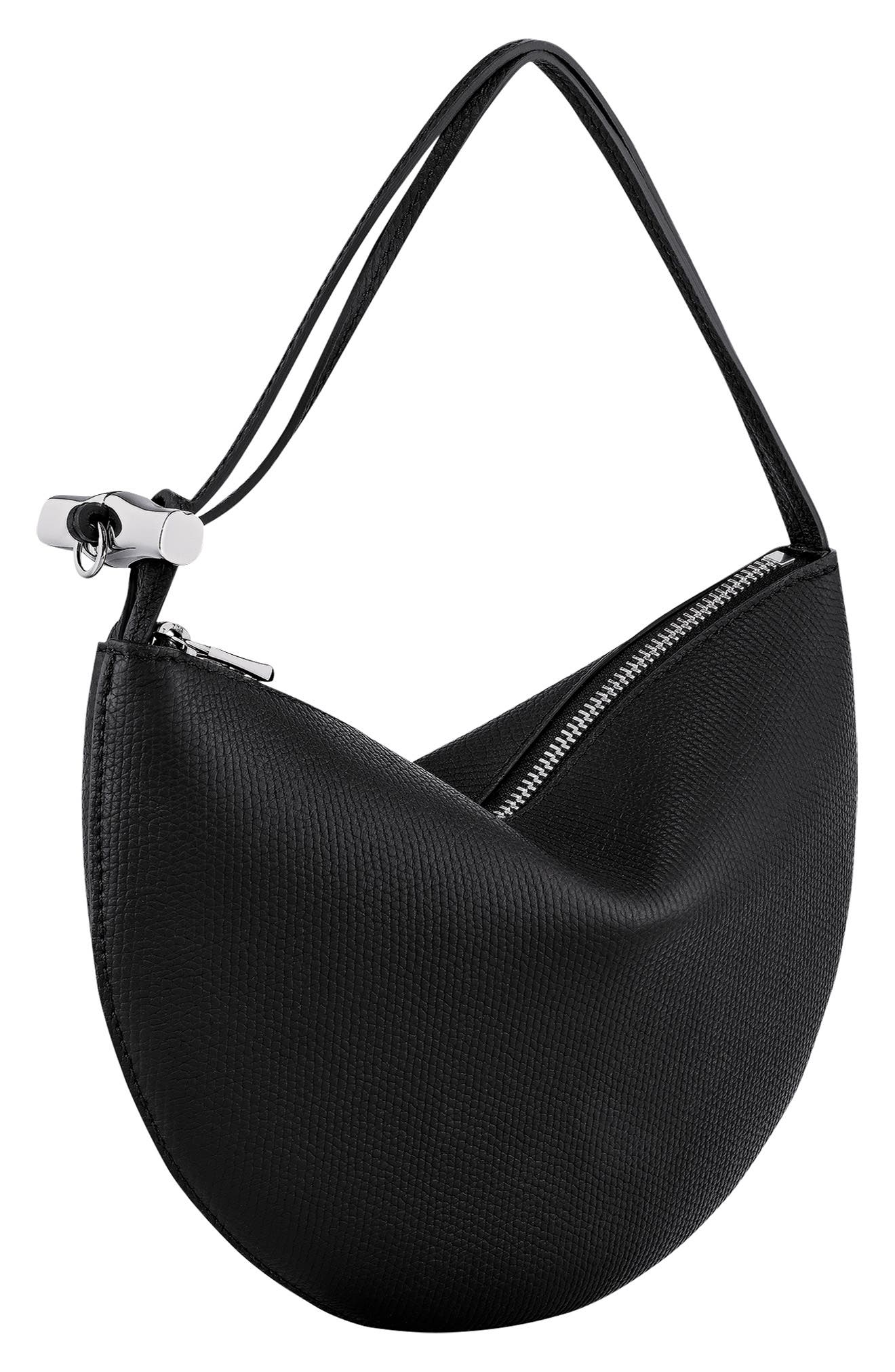 Longchamp Le Roseau Leather Wristlet Clutch, Alternate, color, Black