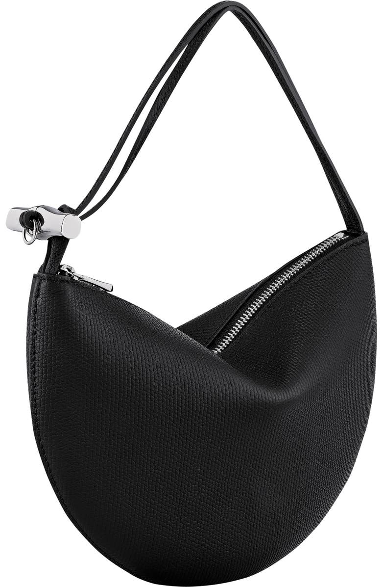 Longchamp Le Roseau Leather Wristlet Clutch, Alternate, color, Black