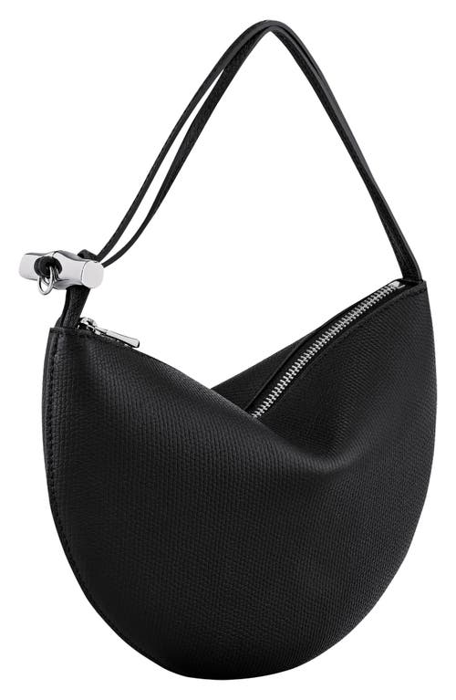 Longchamp Le Roseau Leather Wristlet Clutch In Black