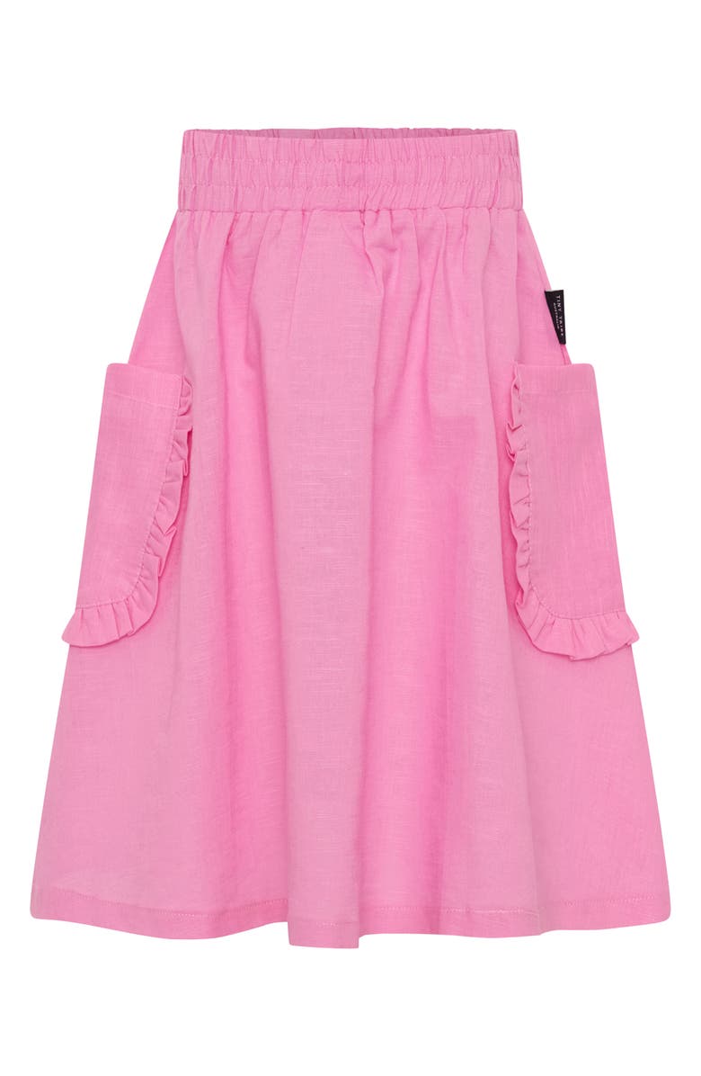 TINY TRIBE Kids' Cotton & Linen Pull-On Skirt, Main, color, Pink