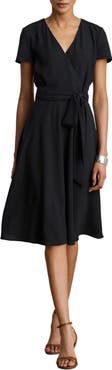 Lauren Ralph Lauren Surplice Neck Georgette Shirtdress