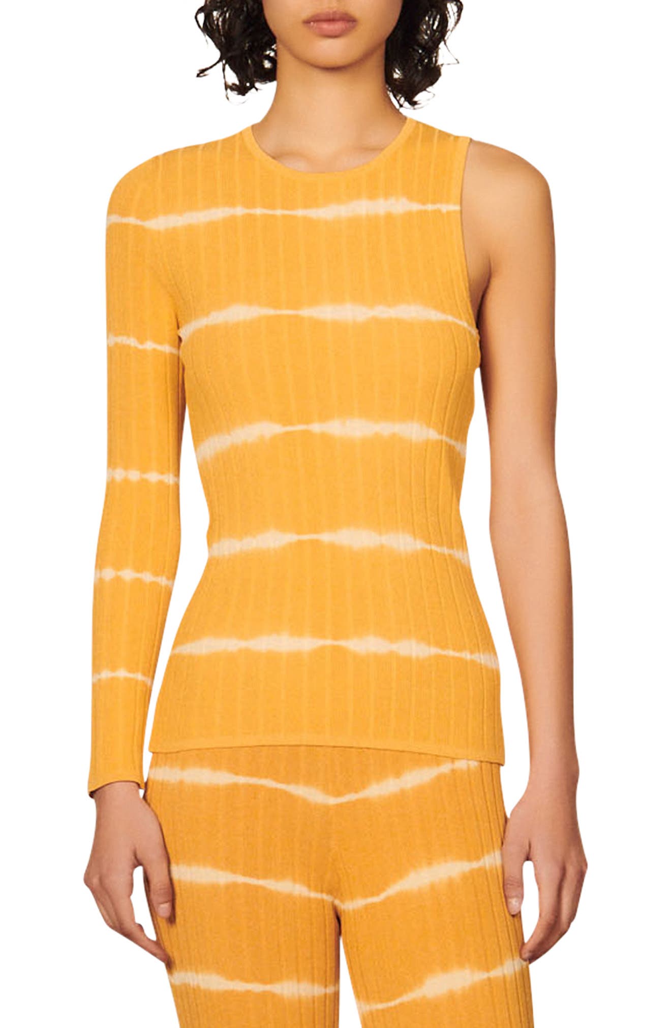 SANDRO Bali Ribbed Stripe Top