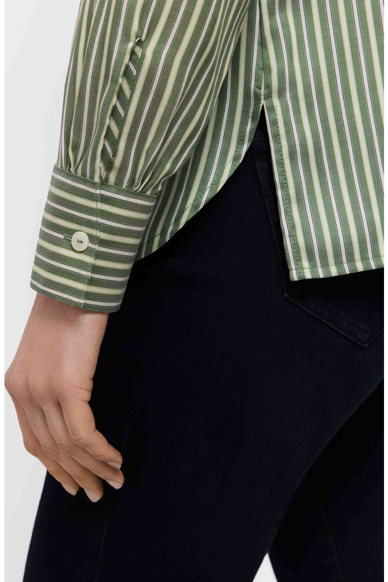 Sadie Stripe Ruffle Button-Up Shirt, Alternate, color, BASIL MULTI