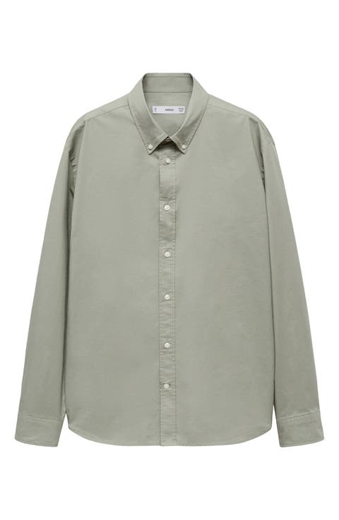 Regular Fit Stretch Cotton Button-Down Shirt