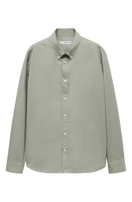 Mango Regular Fit Stretch Cotton Button-down Shirt In Khaki Green
