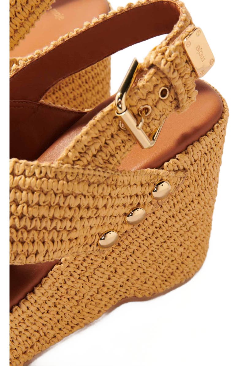 maje Wedge sandals with raffia effect, Alternate, color,