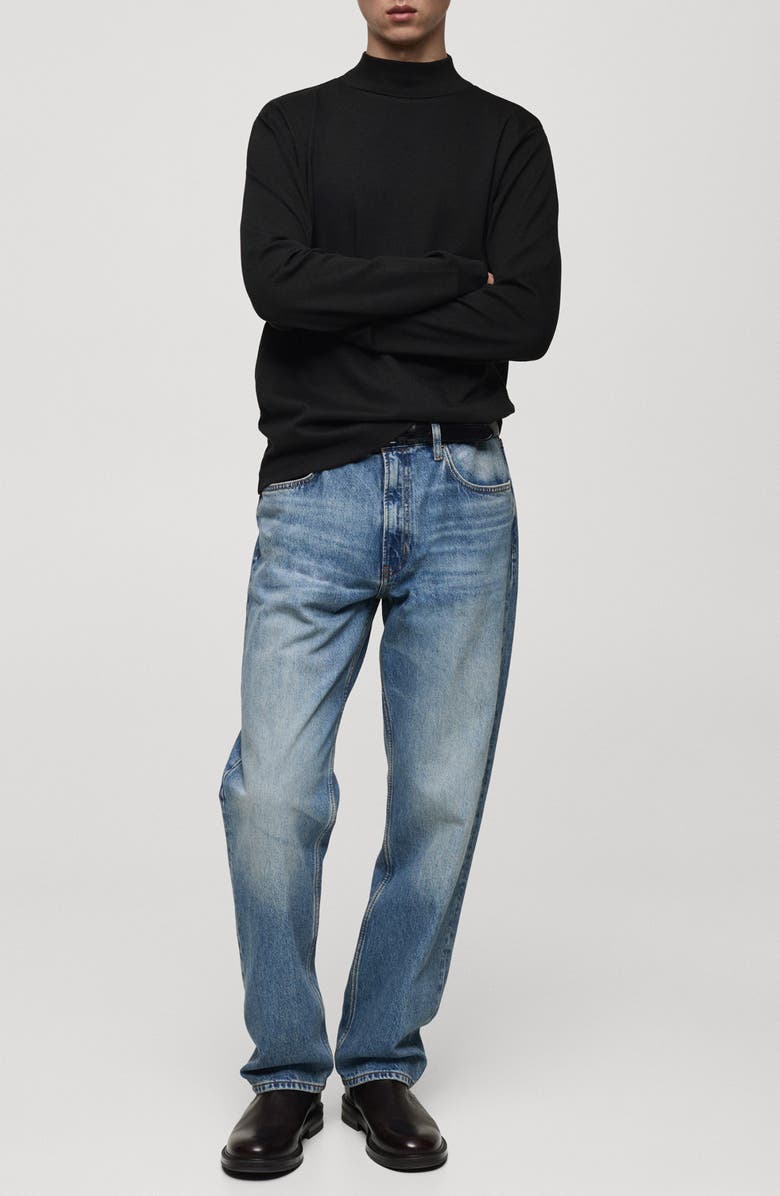 MANGO Perkins Mock Neck Stretch Cotton Top, Alternate, color, 