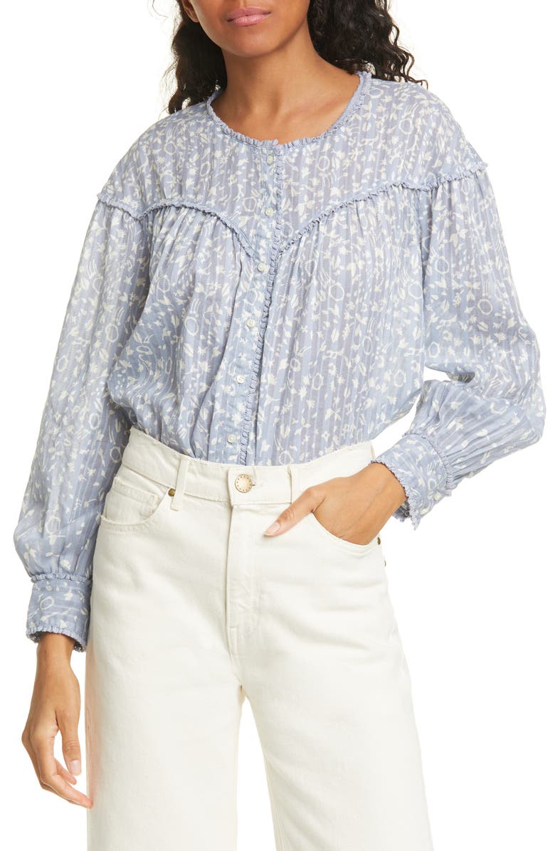 THE GREAT. The Folk Floral Print Top, Main, color,