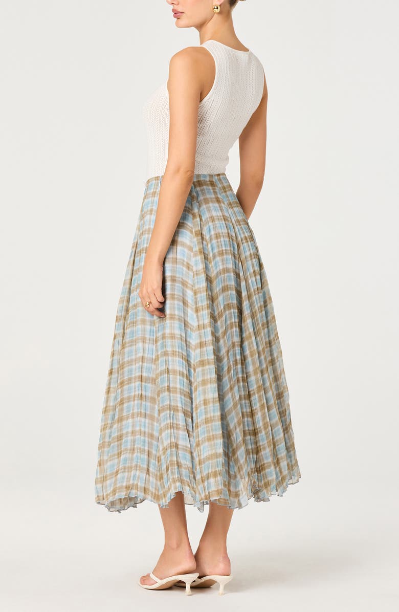 ASTR the Label Fiori Plaid Skirt, Alternate, color, Blue Brown Plaid