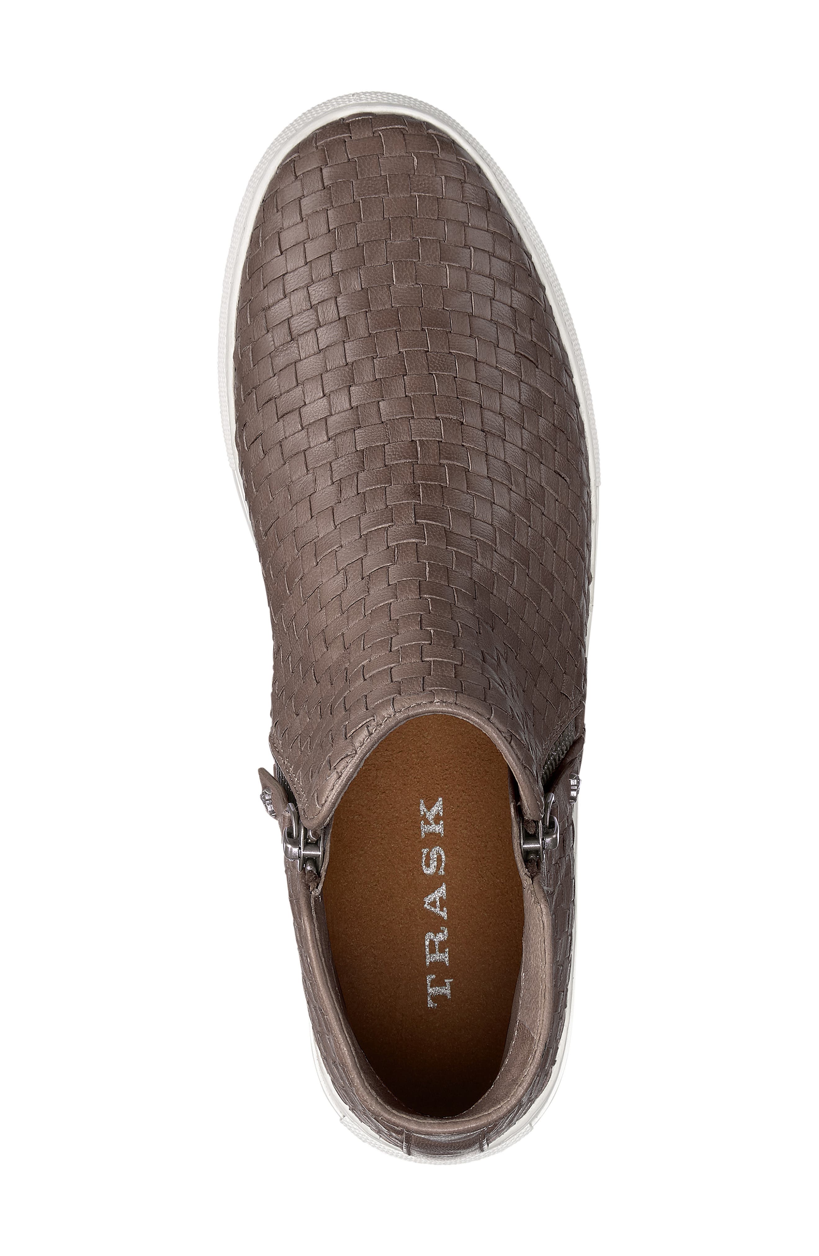 Lora Woven Sneaker Bootie, Alternate, color, GREY LEATHER