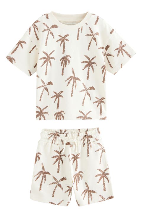 Kids' Palm Tree Print T-Shirt & Drawstring Shorts Set (Little Kid & Big Kid)