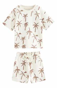 NEXT Kids' Palm Tree Print T-Shirt & Drawstring Shorts Set