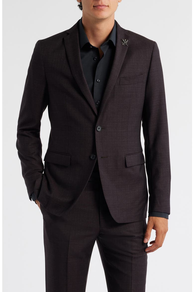 Varick Slim Fit Burgundy Slub Wool Suit, Alternate, color, BURGUNDY