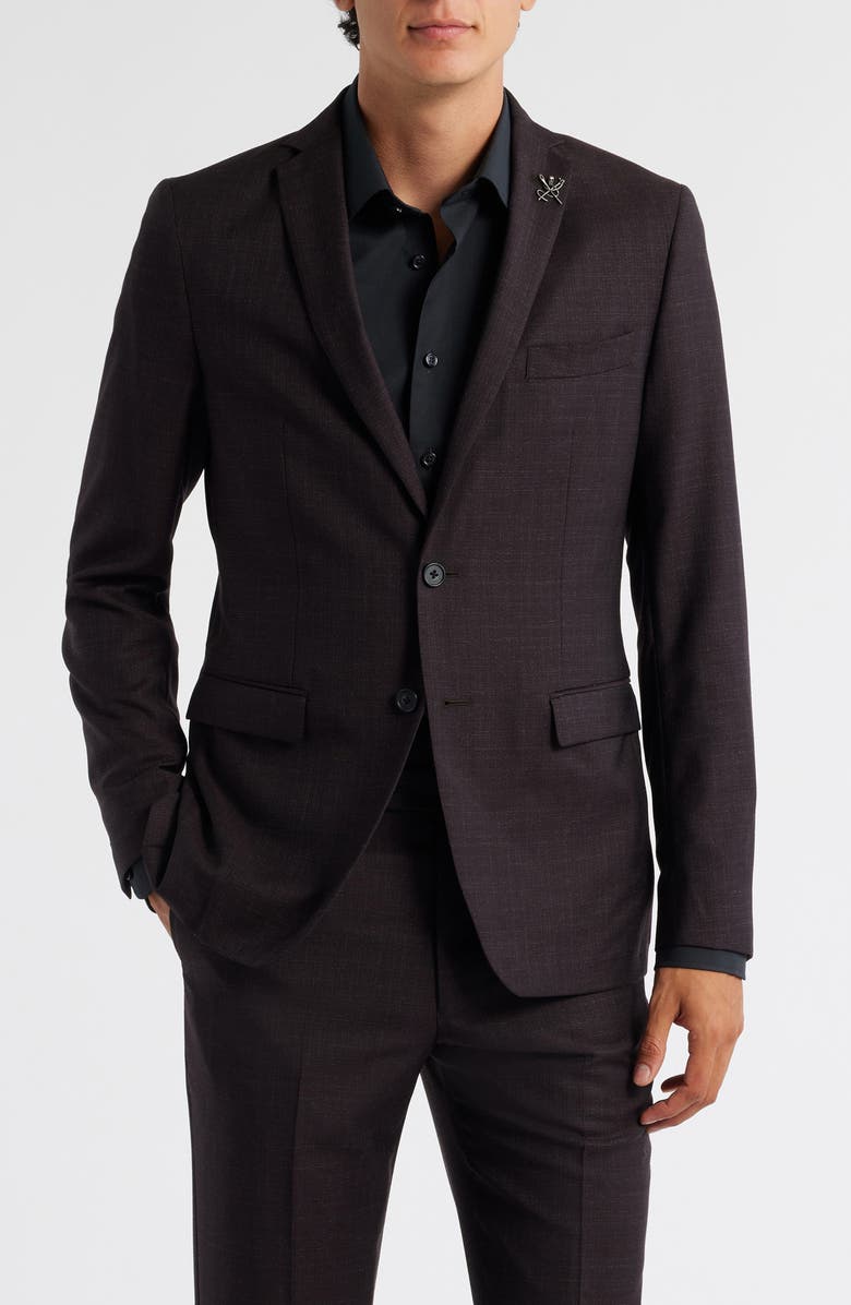 Varick Slim Fit Burgundy Slub Wool Suit