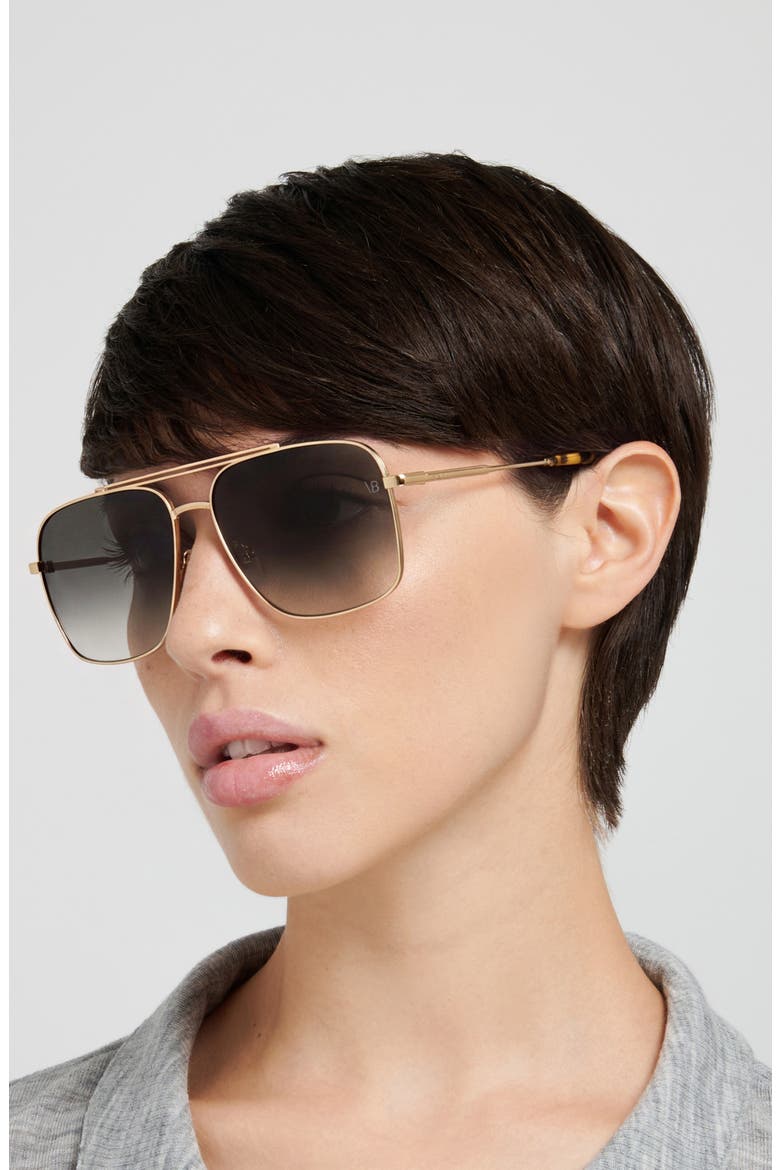 VB 1019/S 60mm Rectangular Aviator Sunglasses, Alternate, color, GOLD HONEY HAVANA/ GREEN