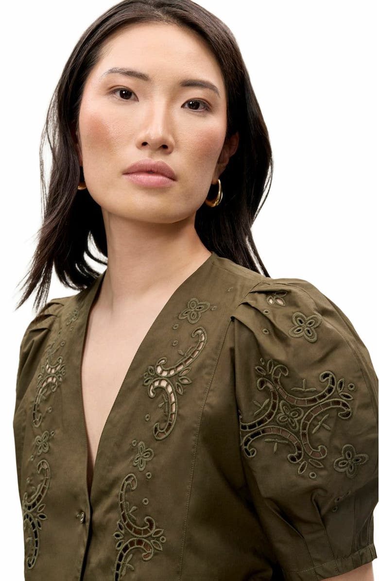 Rebecca Taylor Raquel Twill Shirt, Alternate, color, Olive