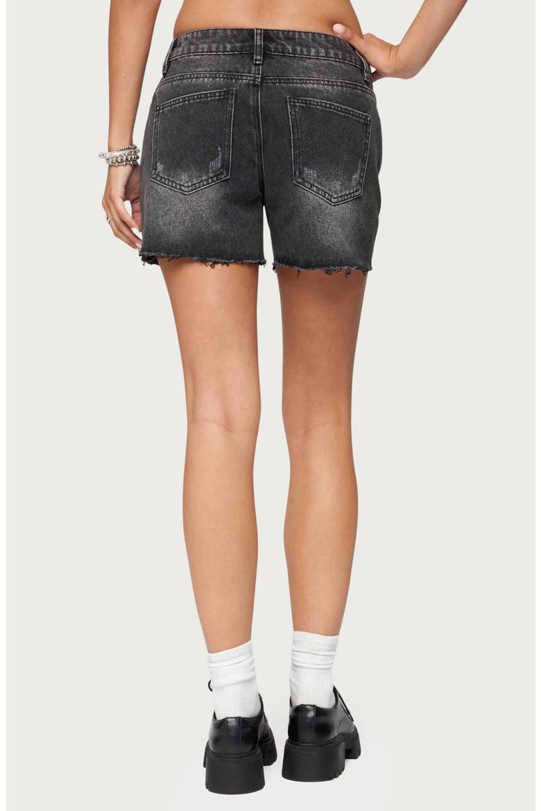 Scottie Raw Hem Low Rise Denim Shorts, Alternate, color, BLACK