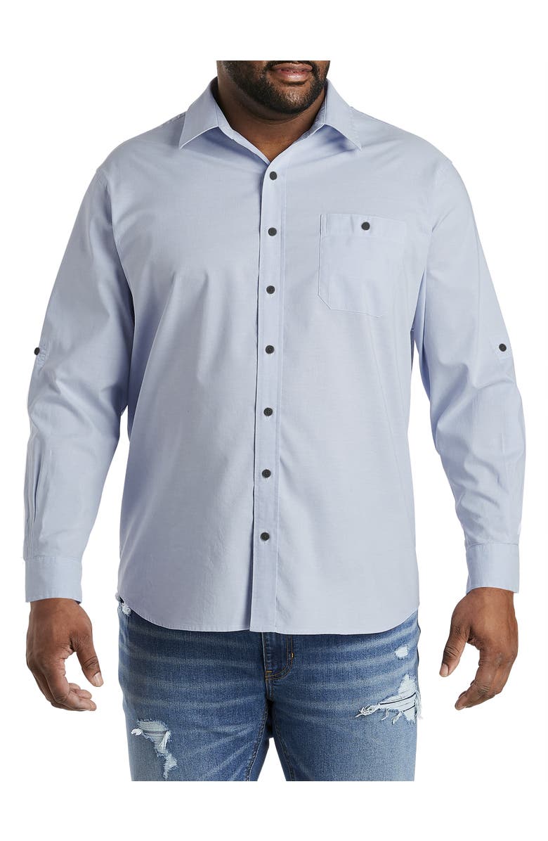 True Nation by DXL Big & Tall Washed Oxford Rolled-Sleeve Sport Shirt, Alternate, color, Tradewinds