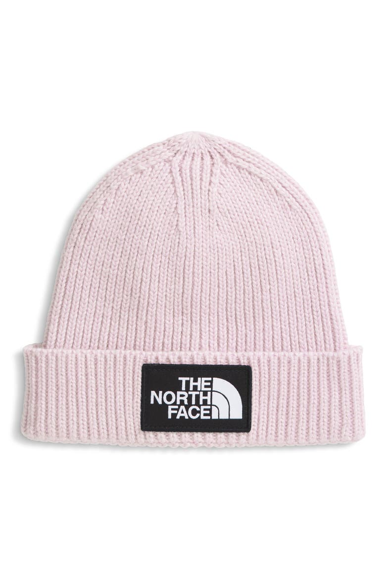 Logo Box Cuffed Recycled Beanie, Main, color, PALE BLOSSOM