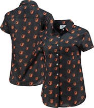 FOCO Women's FOCO Orange Baltimore Orioles Floral Button Up Shirt