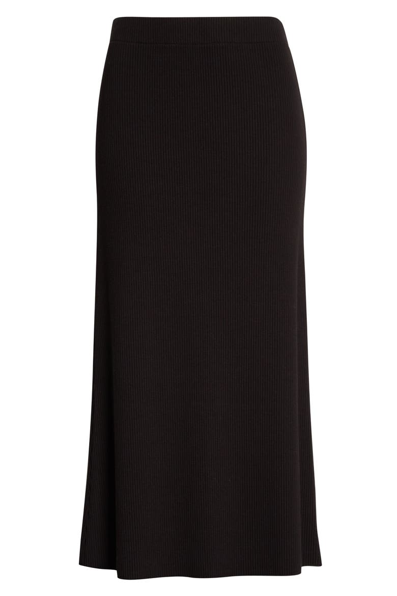 Ribbed Midi Skirt, Alternate, color, BLACK