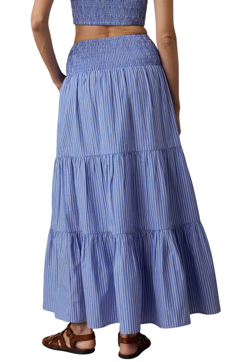 Coastal Tiered Poplin Maxi Skirt, Alternate, color, DEEPWATER STRIPE