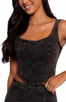 Petal & Pup Mara Denim Corset Crop Top