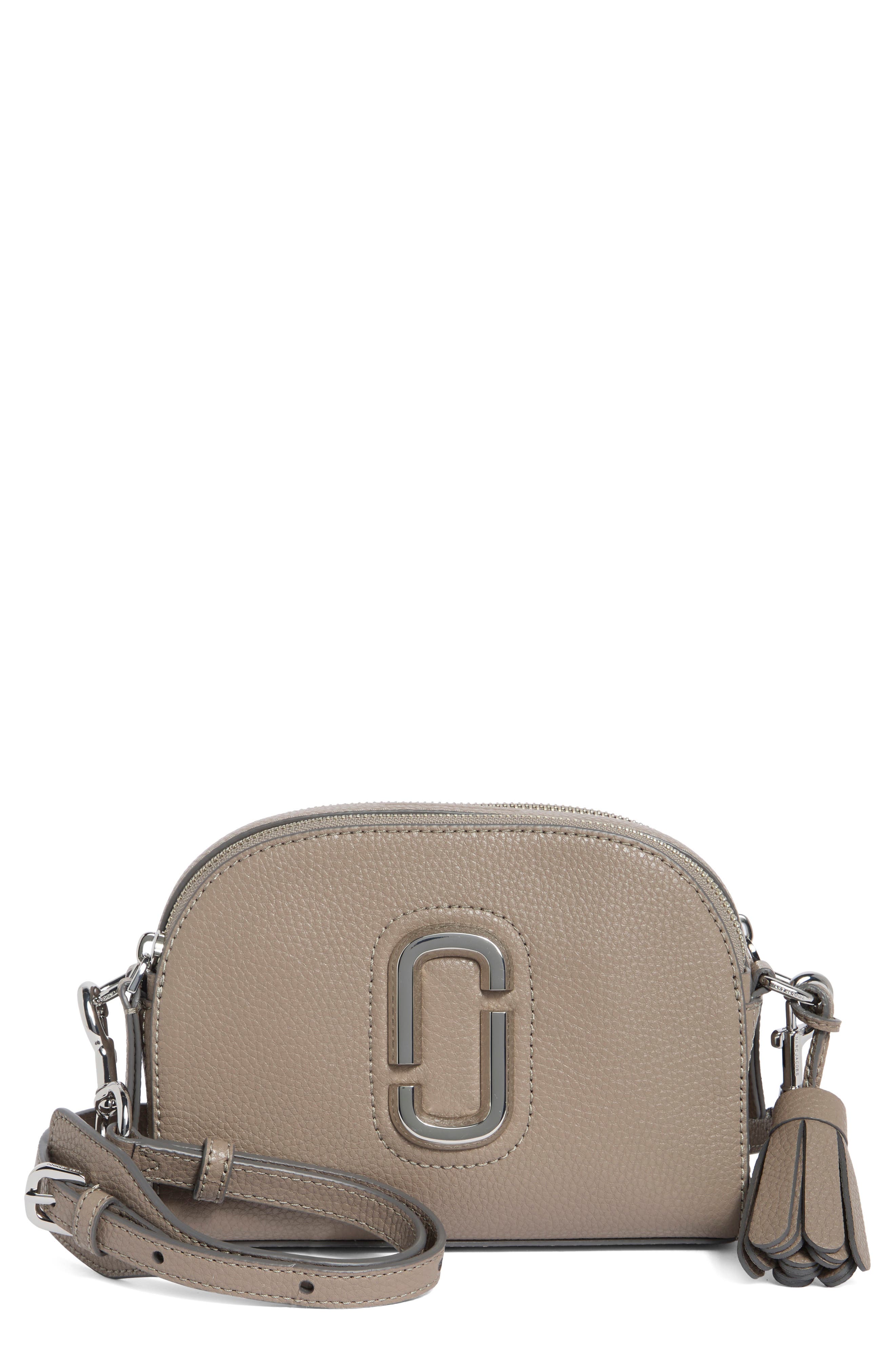 The Shutter Dome Leather Crossbody Bag, Main, color, CEMENT