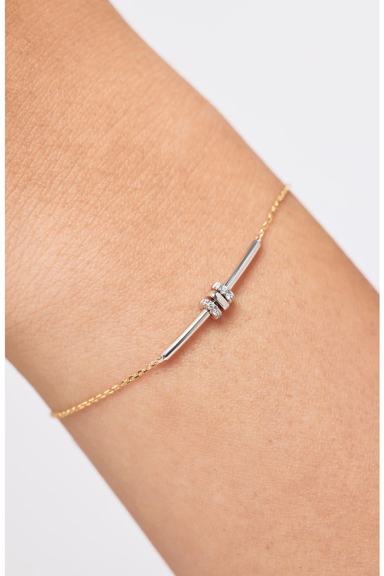 Solid Yellow Gold - Diamond Links Bar Bracelet, Alternate, color, Two-Tone