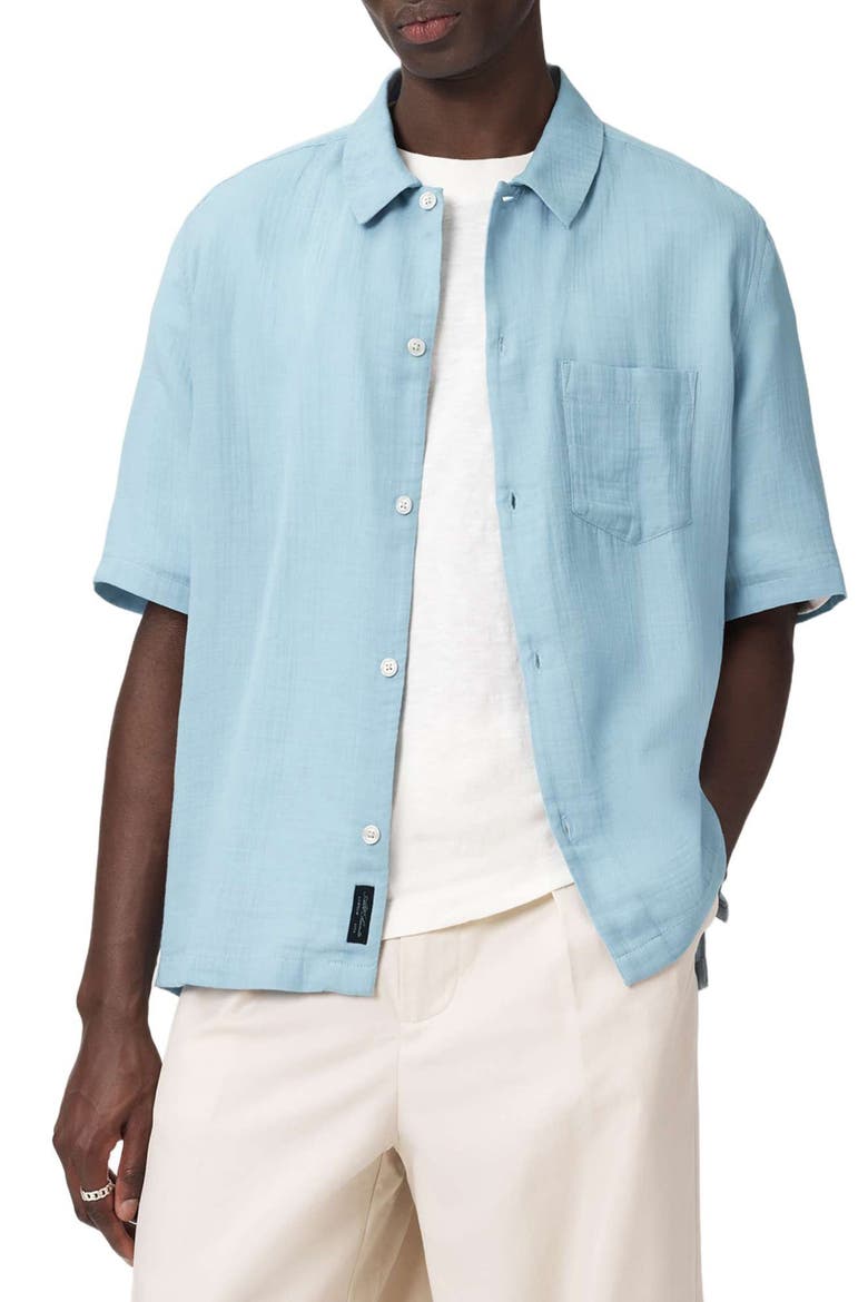 Bale Short Sleeve Cotton & Lyocell Camp Shirt, Alternate, color, MISTY BLUE