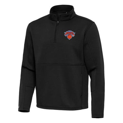 Men's Antigua Black New York Knicks  Twist Quarter-Zip Pullover Top
