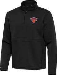 ANTIGUA Men's Antigua Black New York Knicks  Twist Quarter-Zip Pullover Top