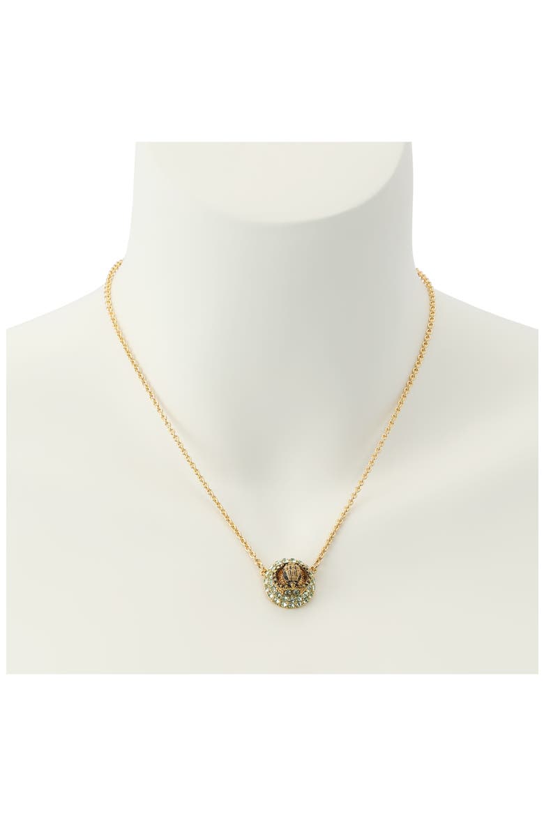 Eagle Pave Dome Pendant Necklace, Alternate, color, GREEN