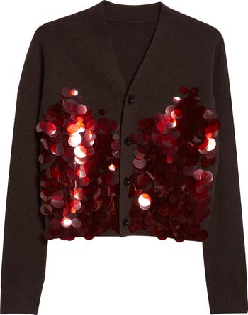Sacai Sequin Embroidered Wool Cardigan | Nordstrom