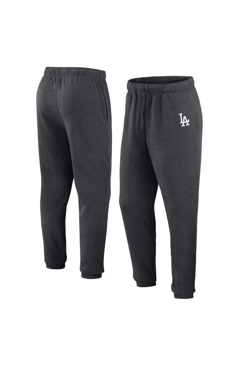 FANATICS Men's Fanatics Heather Charcoal Los Angeles Dodgers Fleece Jogger Pants, Main, color,