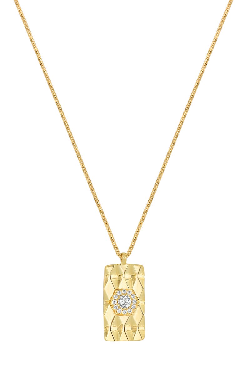 Cleo 18K Yellow Gold Diamond Tag Pendant Necklace, Main, color, 18K YELLOW GOLD