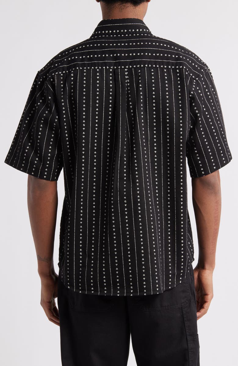 Carhartt Work In Progress Drewe Short Sleeve Button-Up Shirt, Alternate, color, Heart C Pinstripe Black