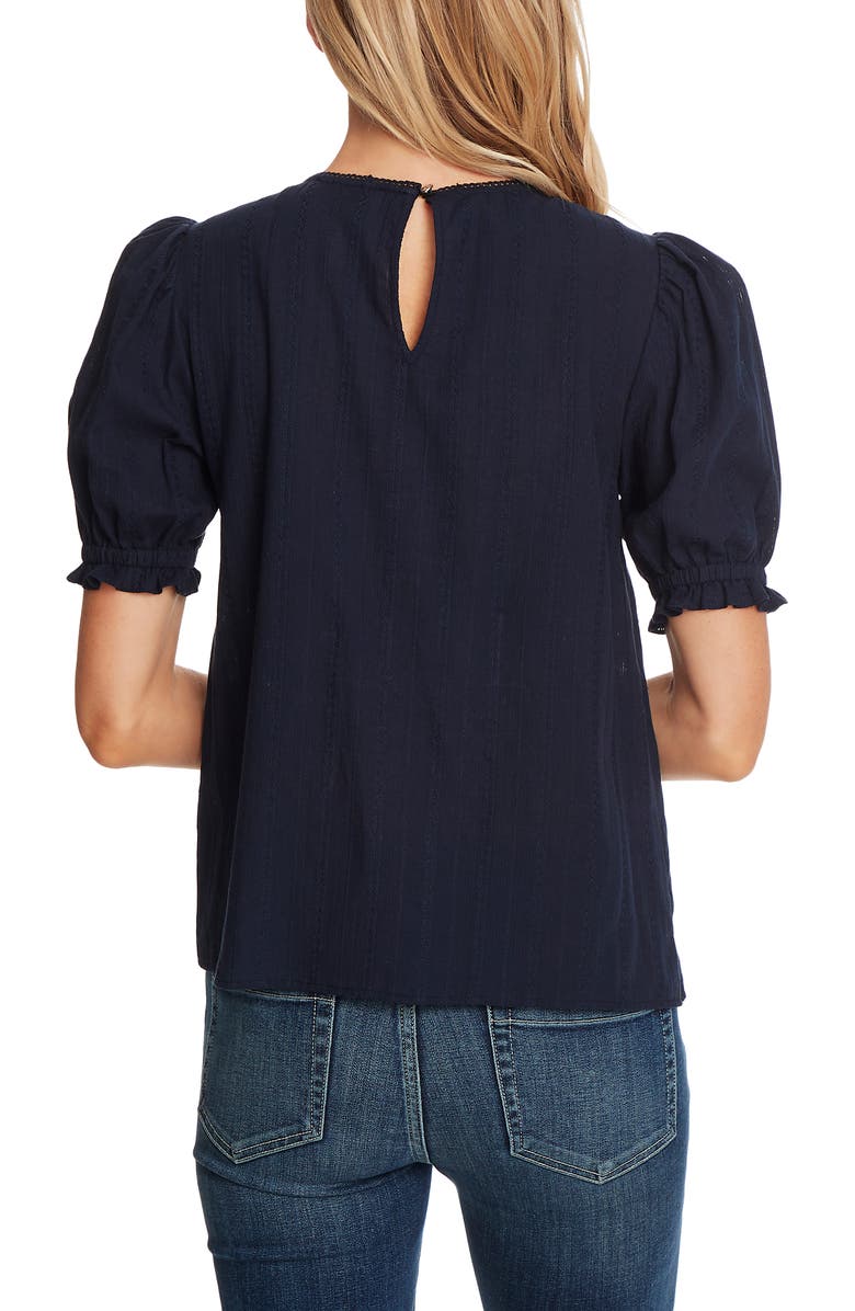 CeCe Stripe Puff Sleeve Cotton Blouse, Alternate, color, 