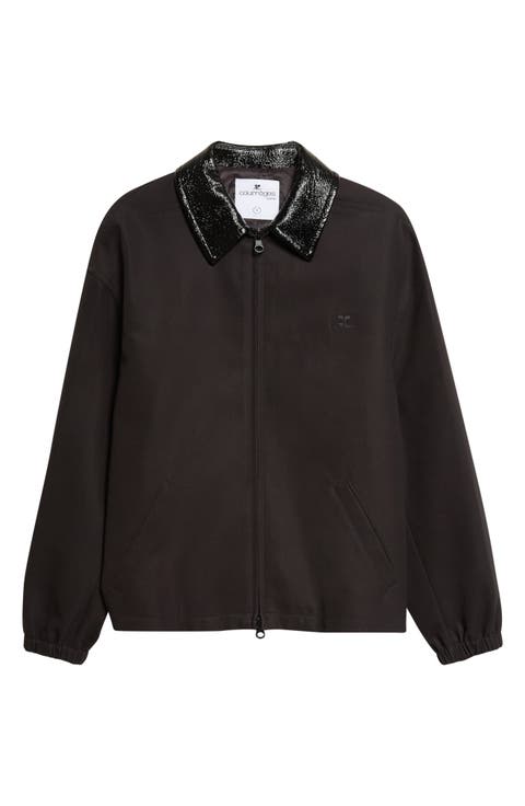 Vinyl Collar Cotton Canvas Bomber Jacket