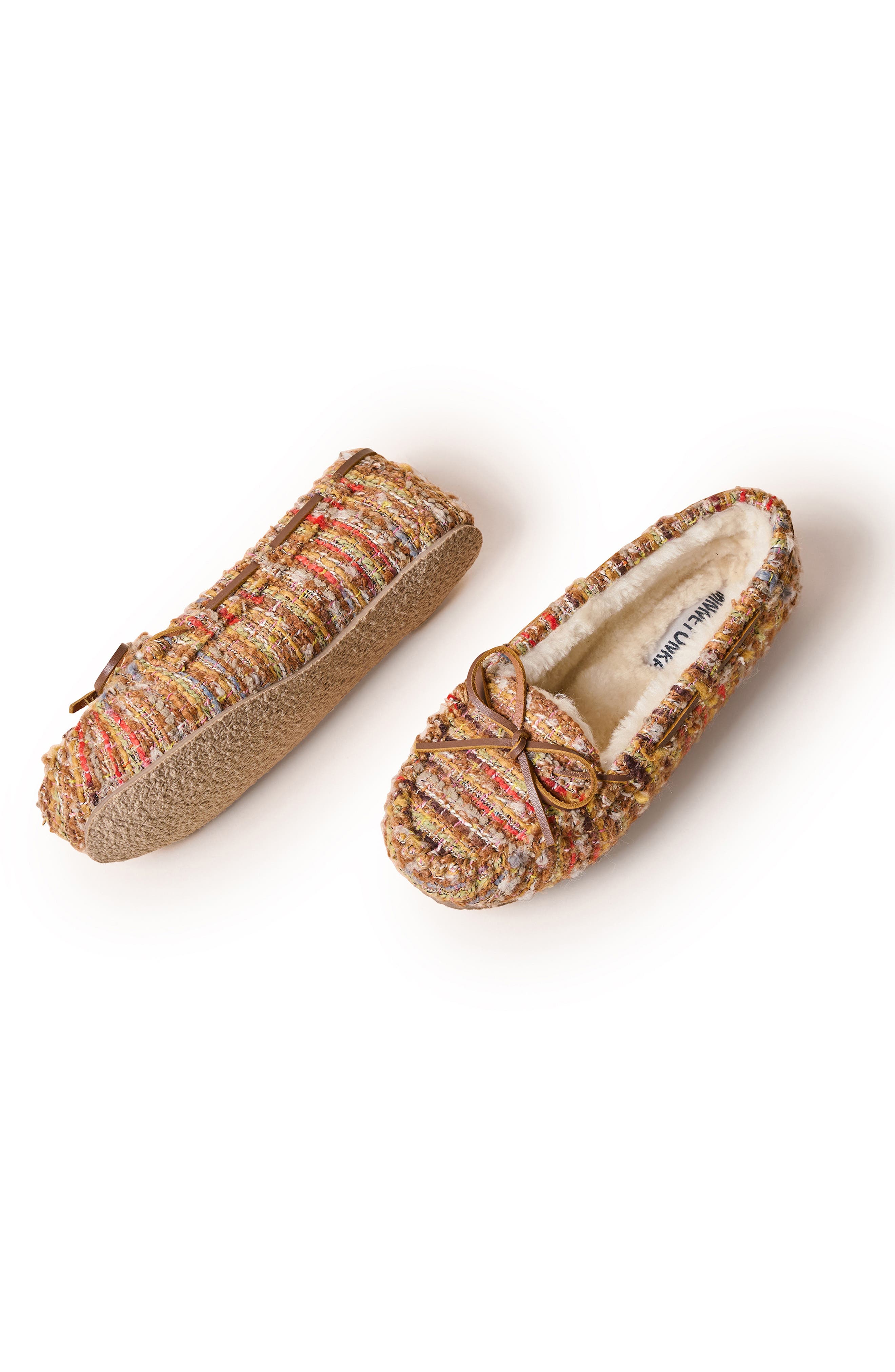 Minnetonka Cally Faux Fur Lined Slipper, Alternate, color, Brown Multi