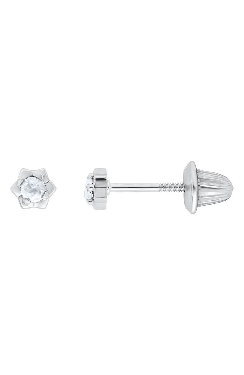 Mignonette Kids' Gen Flower Stud Earrings, Main, color, White Topaz