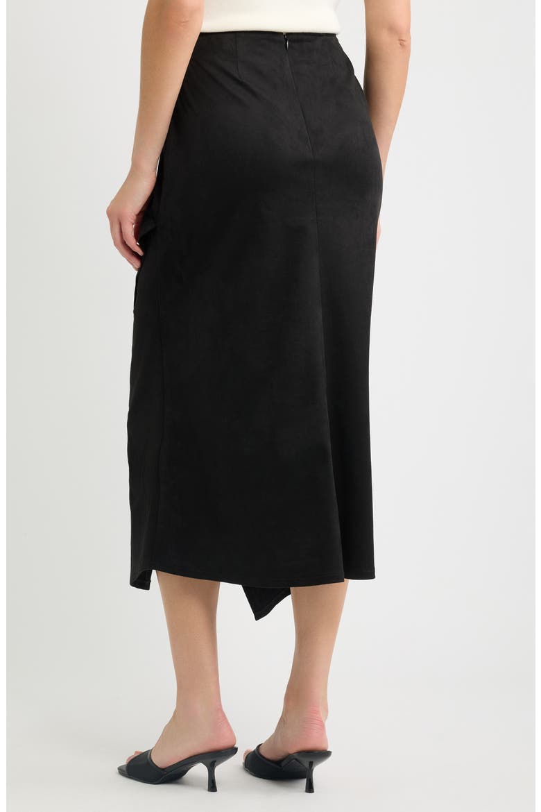 Faux Suede Asymmetric Midi Dress, Alternate, color, BLACK