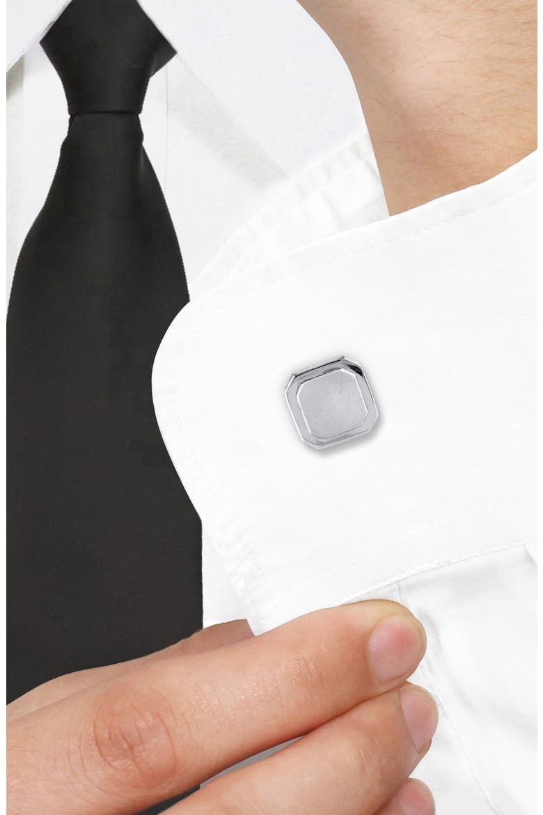 Men's Sterling Silver Square Cuff Links, Alternate, color, WHITE
